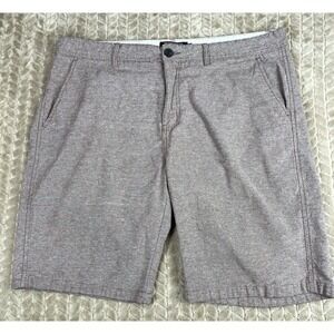 Ezekiel Men's Shorts 40 Maroon Striped Cotton Linen Blend 10"‎ Inseam